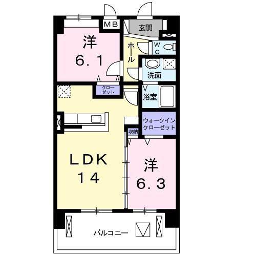 プレッサ泉中央(2LDK/5階)の間取り写真