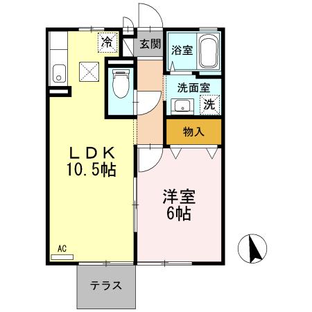 ディアコートVVI(1LDK/1階)の間取り写真