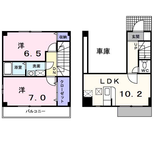 ヒルズ中田(2LDK/1階)の間取り写真