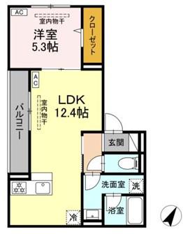 ドムクレスト南林間(1LDK/3階)の間取り写真