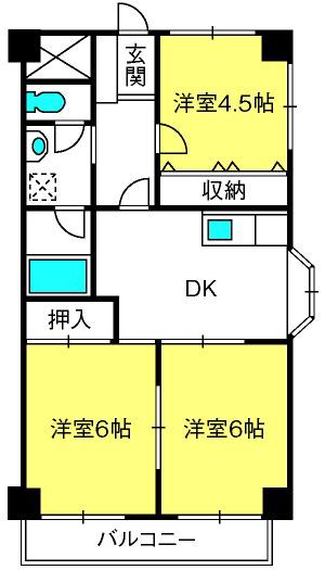 清水ビル(3DK/3階)の間取り写真