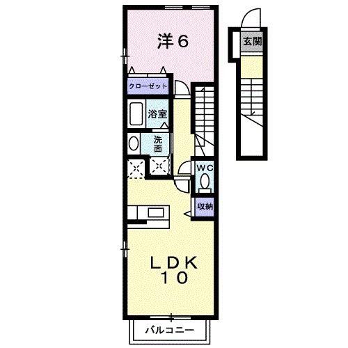 ラスフローレス(1LDK/2階)の間取り写真