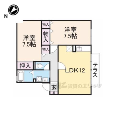 イースト NONAMI弐番館(2LDK/1階)の間取り写真