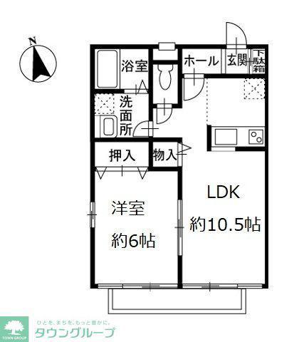 グリーンフォレストC棟(1LDK/1階)の間取り写真