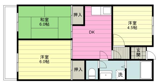 カメールI(3DK/3階)の間取り写真
