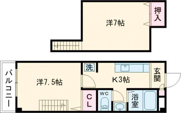 ノワール大原(1K/4階)の間取り写真
