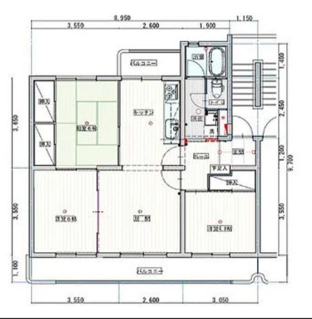 室見団地5棟(3LDK/4階)の間取り写真