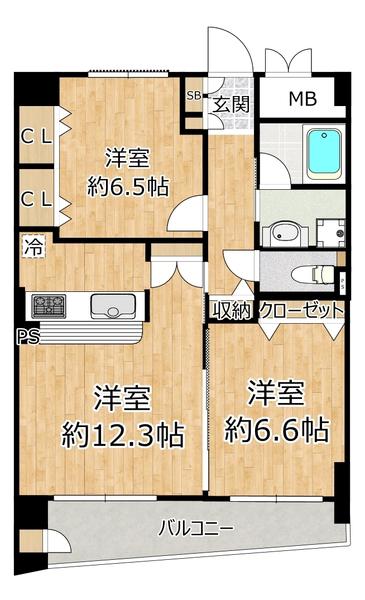 淀川ウエストタワー(2LDK/7階)の間取り写真
