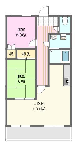ラトゥール(2LDK/3階)の間取り写真