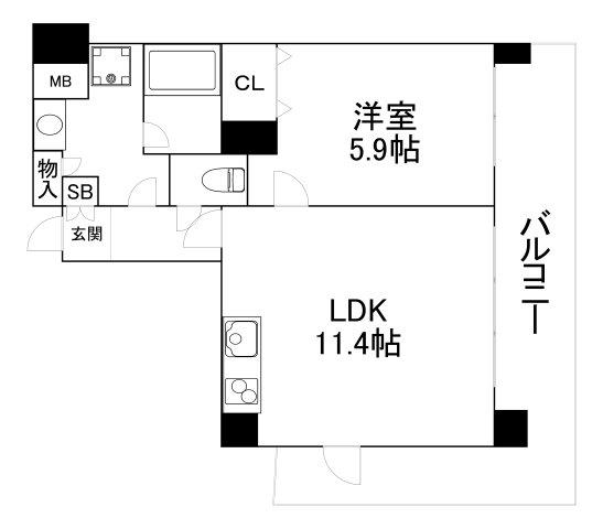 MIKIGARDEN(1LDK/2階)の間取り写真