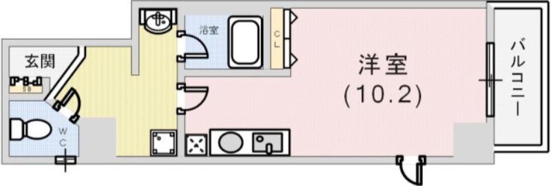 クオーレ三宮壱番館(1K/4階)の間取り写真