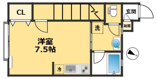 フィカーサ北品川(ワンルーム/2階)の間取り写真