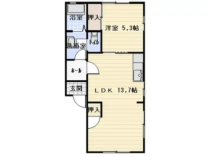 第2メゾンサンフラワー(1LDK/1階)の間取り写真