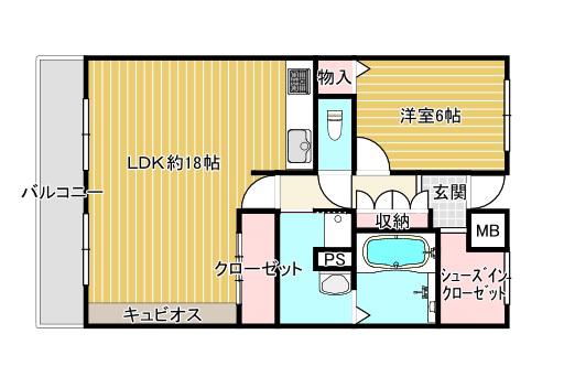 ライオンズマンション千代田弐番館(1LDK/6階)の間取り写真