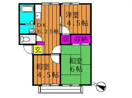 ガーデン三宅ハイツA棟(3DK/2階)の間取り写真