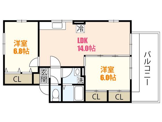 ファミール宮上A(2LDK/2階)の間取り写真