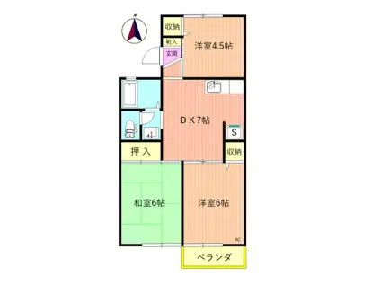 ファミールMAIII(3DK/2階)の間取り写真