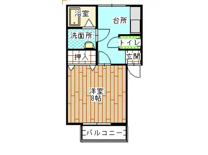 ドリームハウス芳賀(1K/2階)の間取り写真