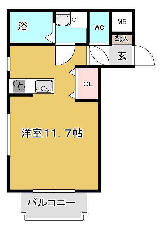 ソレイユ上杉(ワンルーム/1階)の間取り写真