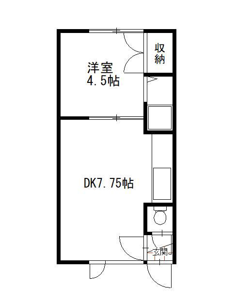 シャルム緑ヶ岡(1DK/1階)の間取り写真