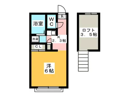 ハイツノグチ(ワンルーム/1階)の間取り写真