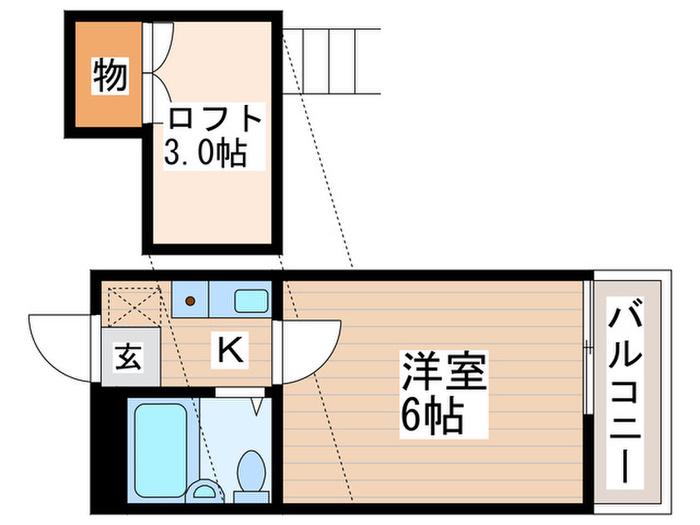 レジデンス立川(1K/2階)の間取り写真