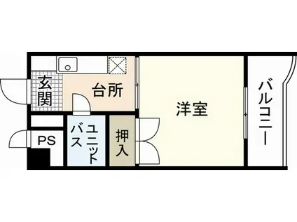 グレース中広通マンション(1K/5階)の間取り写真