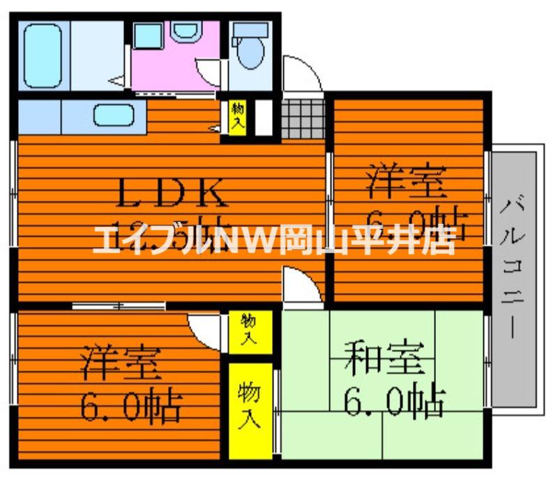 ハートフル21(3LDK/2階)の間取り写真