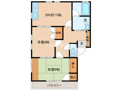 ファミリープラザE(2DK/1階)の間取り写真