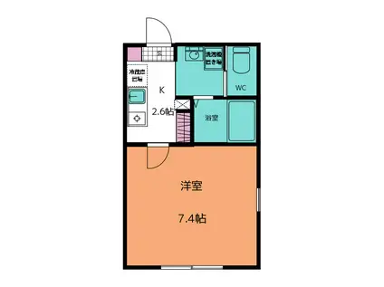 アビュータス(1K/1階)の間取り写真