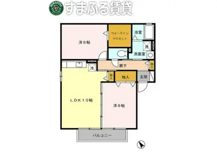 メゾン・ド・プルメリアA(2LDK/2階)の間取り写真