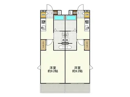 ECARTE(1K/1階)の間取り写真
