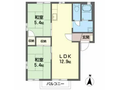 ヤマトハイツIIB(2LDK/2階)の間取り写真