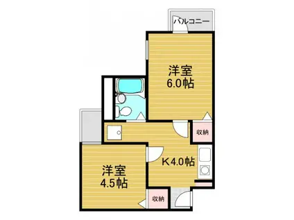 セントラル和泉 B棟(2K/2階)の間取り写真