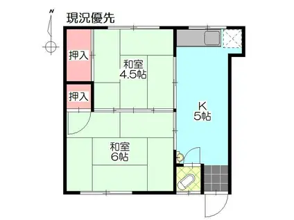 天満第二中島アパート(2K/2階)の間取り写真