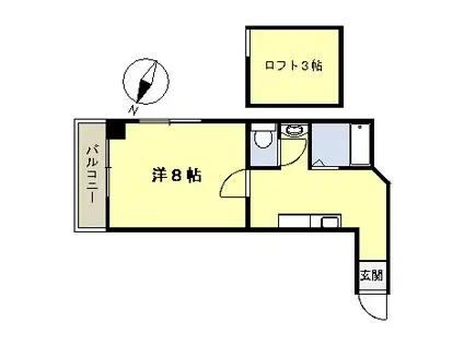 丸善高麗ハイツ(1K/3階)の間取り写真