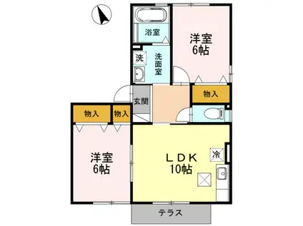 ヴィラージュルピナ A(2LDK/1階)の間取り写真