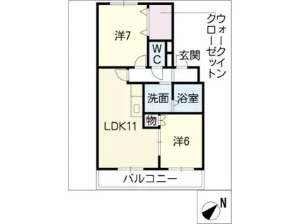 コーポ佳奈(2LDK/2階)の間取り写真