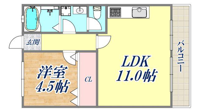 パークハイツ(1LDK/1階)の間取り写真
