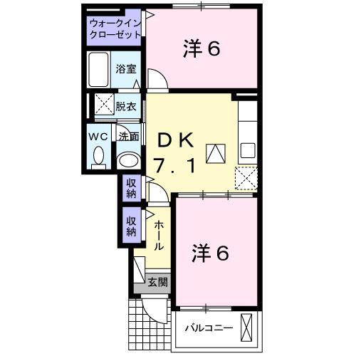 ラブリーコート(2DK/1階)の間取り写真