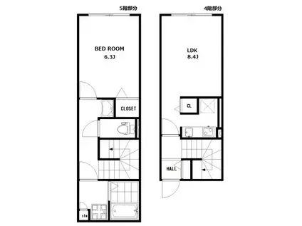 プロスパー飯田橋(1LDK/4階)の間取り写真
