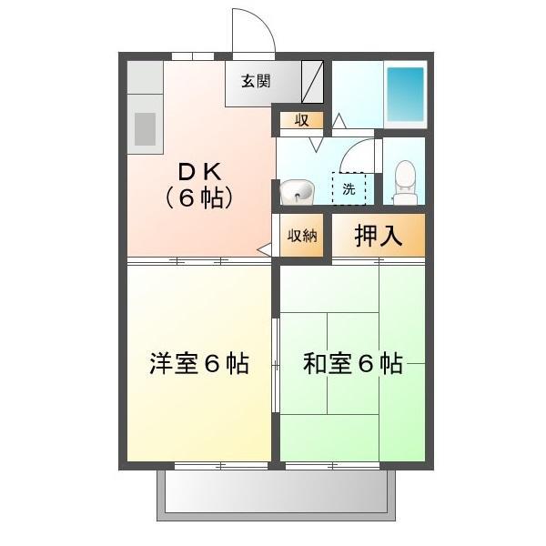 サンシティ南蔵王(2DK/1階)の間取り写真