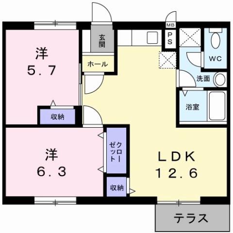 マツモトGマンションA(2LDK/1階)の間取り写真