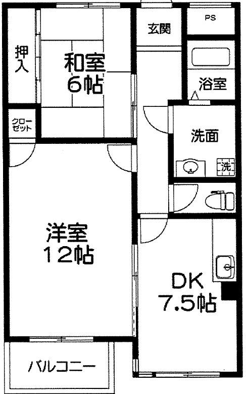 アルテメゾン2番館(2DK/1階)の間取り写真