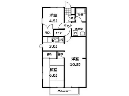 S・プリメーロエスペランサ A棟(3K/2階)の間取り写真