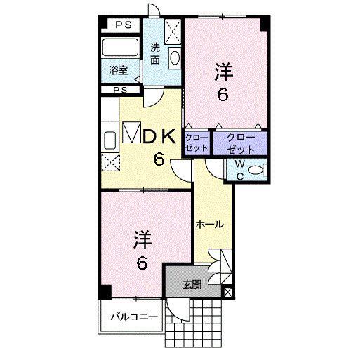 エクセランI(2DK/1階)の間取り写真