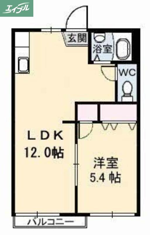 パークハイツB棟(1LDK/1階)の間取り写真