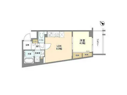 ウェルスクエア中目黒II(1LDK/1階)の間取り写真