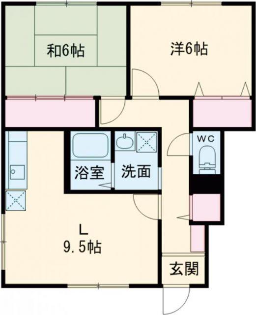 ヴィラさだいわ A(2LDK/1階)の間取り写真