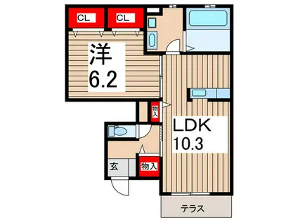 セレーナ志木(1LDK/1階)の間取り写真